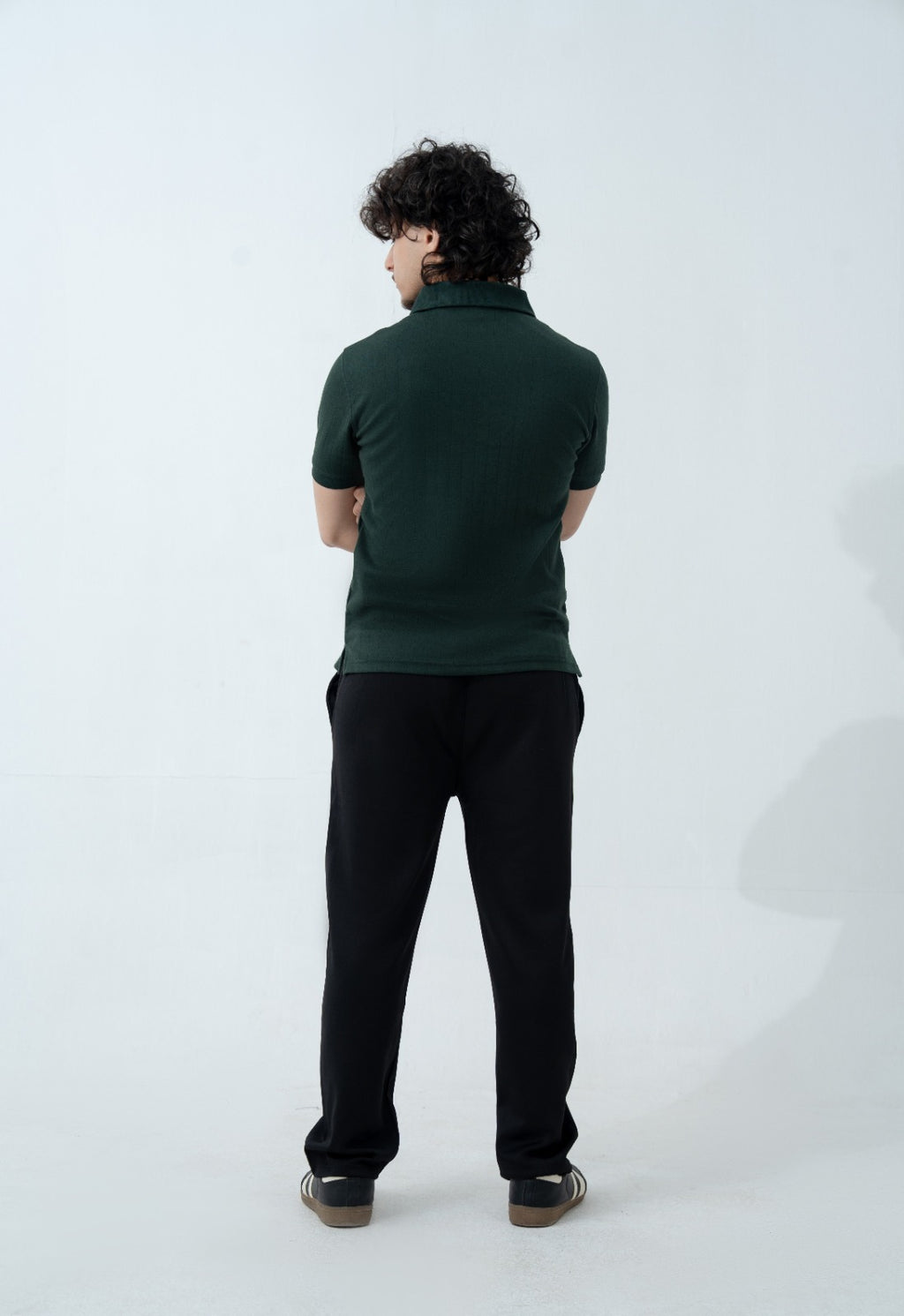 Moss Green Drop Needle Quarter Zip Polo