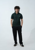 Moss Green Drop Needle Quarter Zip Polo