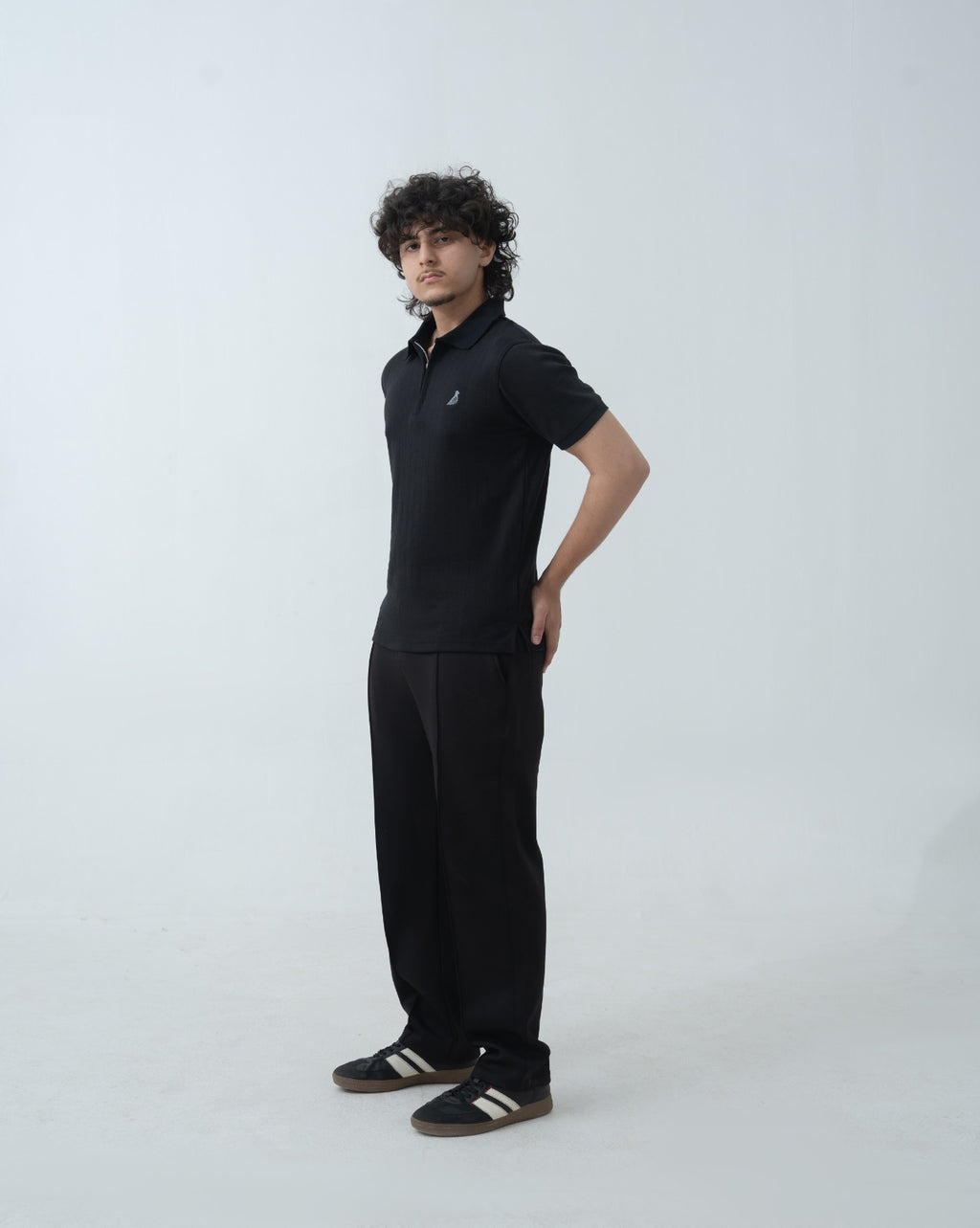 Obsidian Drop Needle Quarter Zip Polo (Male)