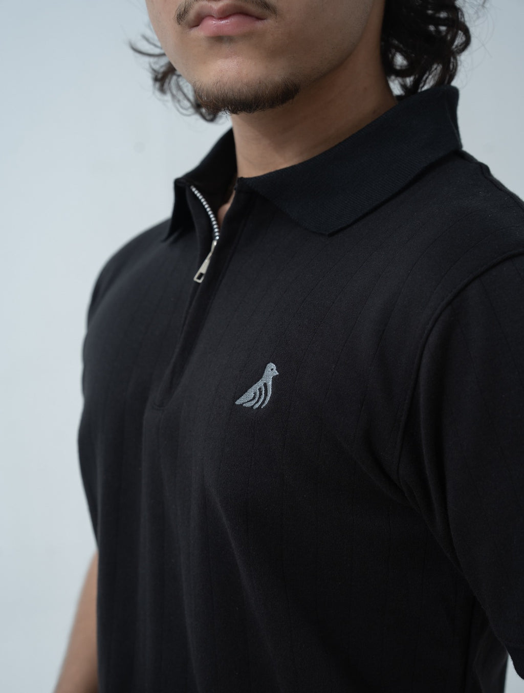 Obsidian Drop Needle Quarter Zip Polo (Male)