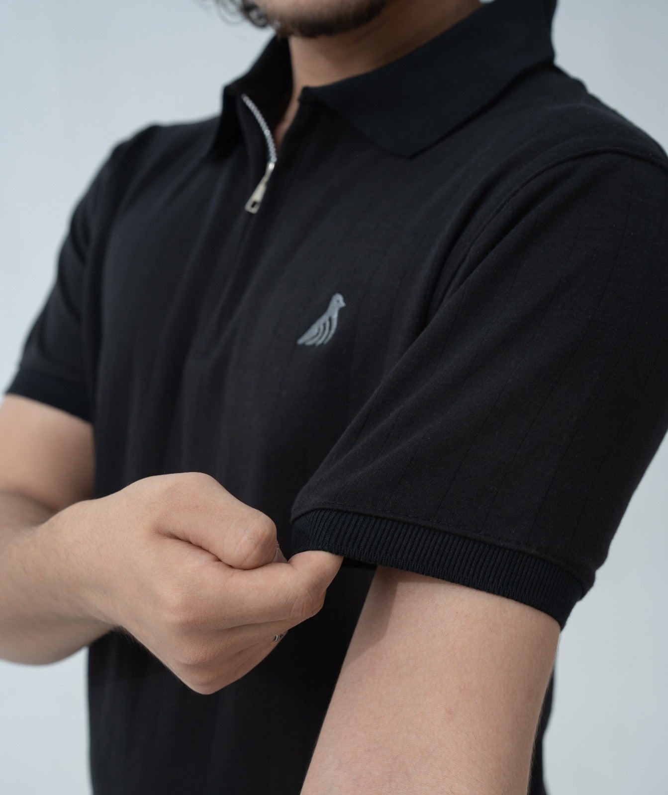 Obsidian Drop Needle Quarter Zip Polo (Male)