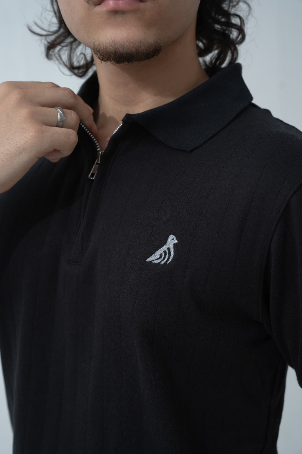 Obsidian Drop Needle Quarter Zip Polo (Male)