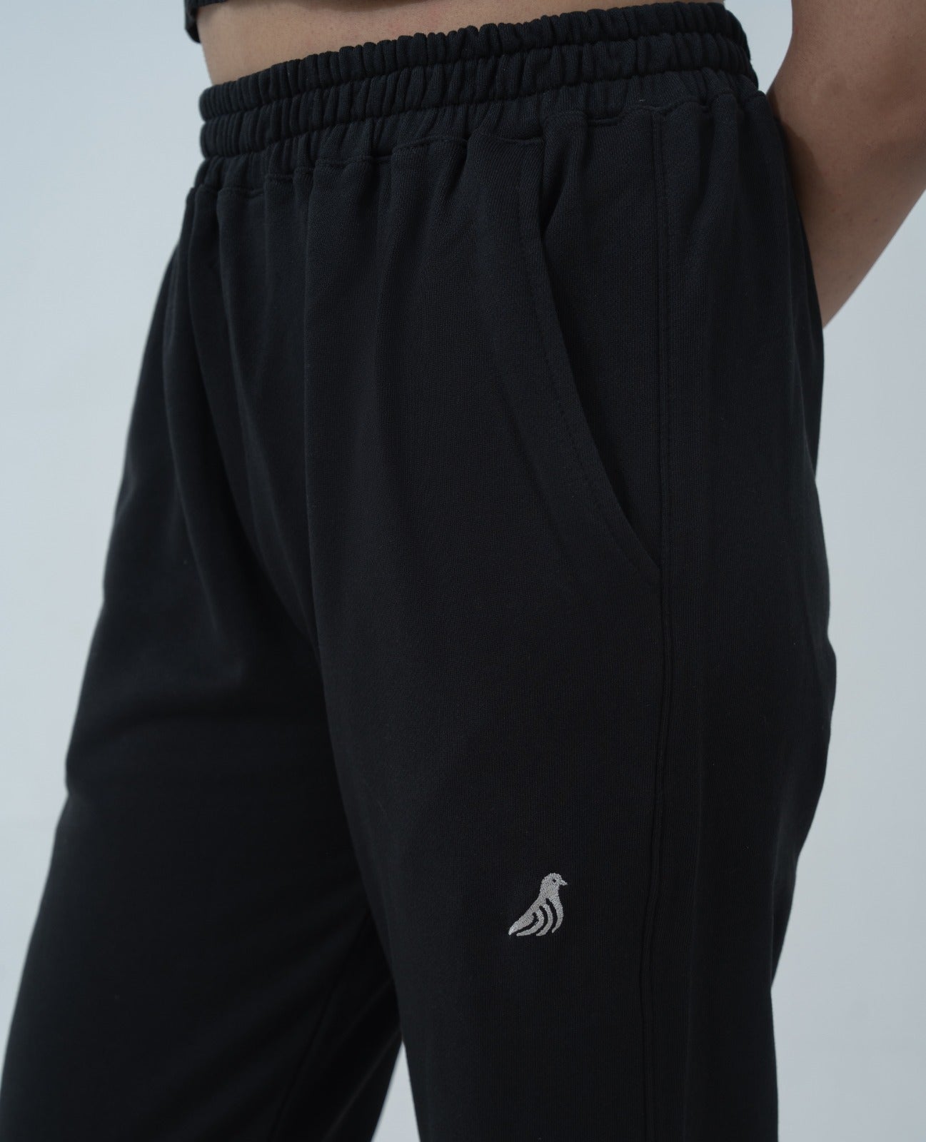 Onyx Black Cotton Terry Trouser