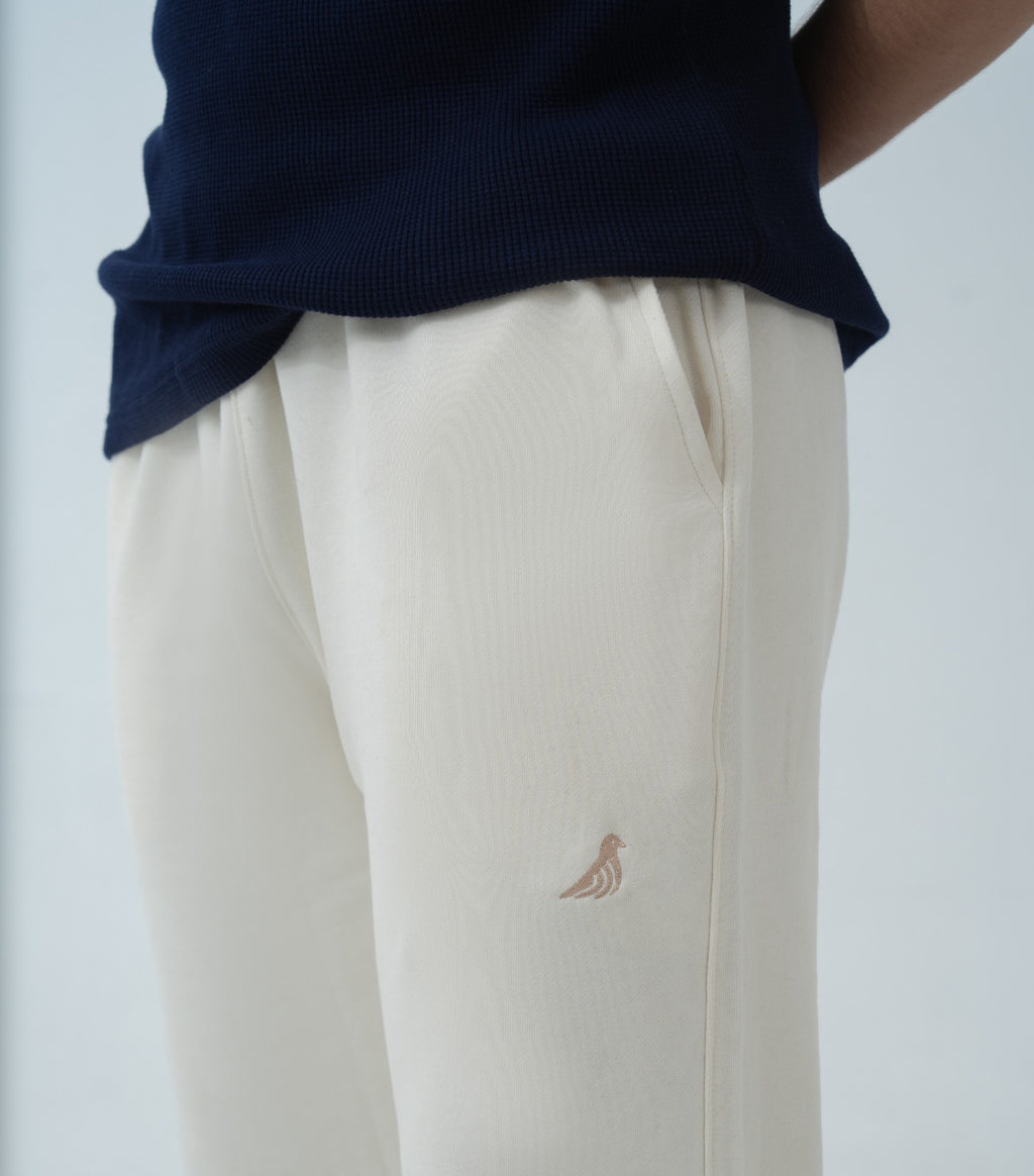 Ash White Cotton Terry Trouser