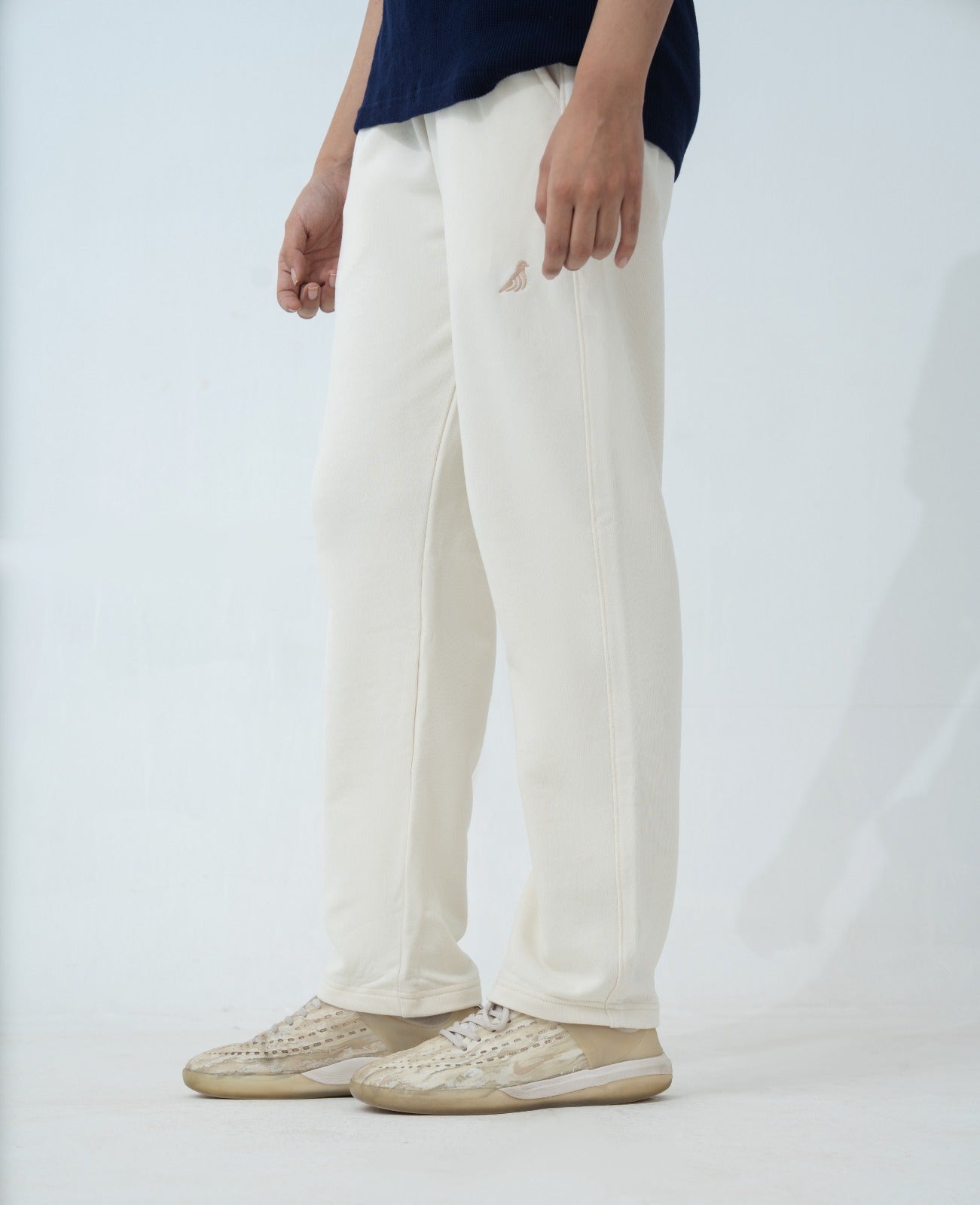 Ash White Cotton Terry Trouser