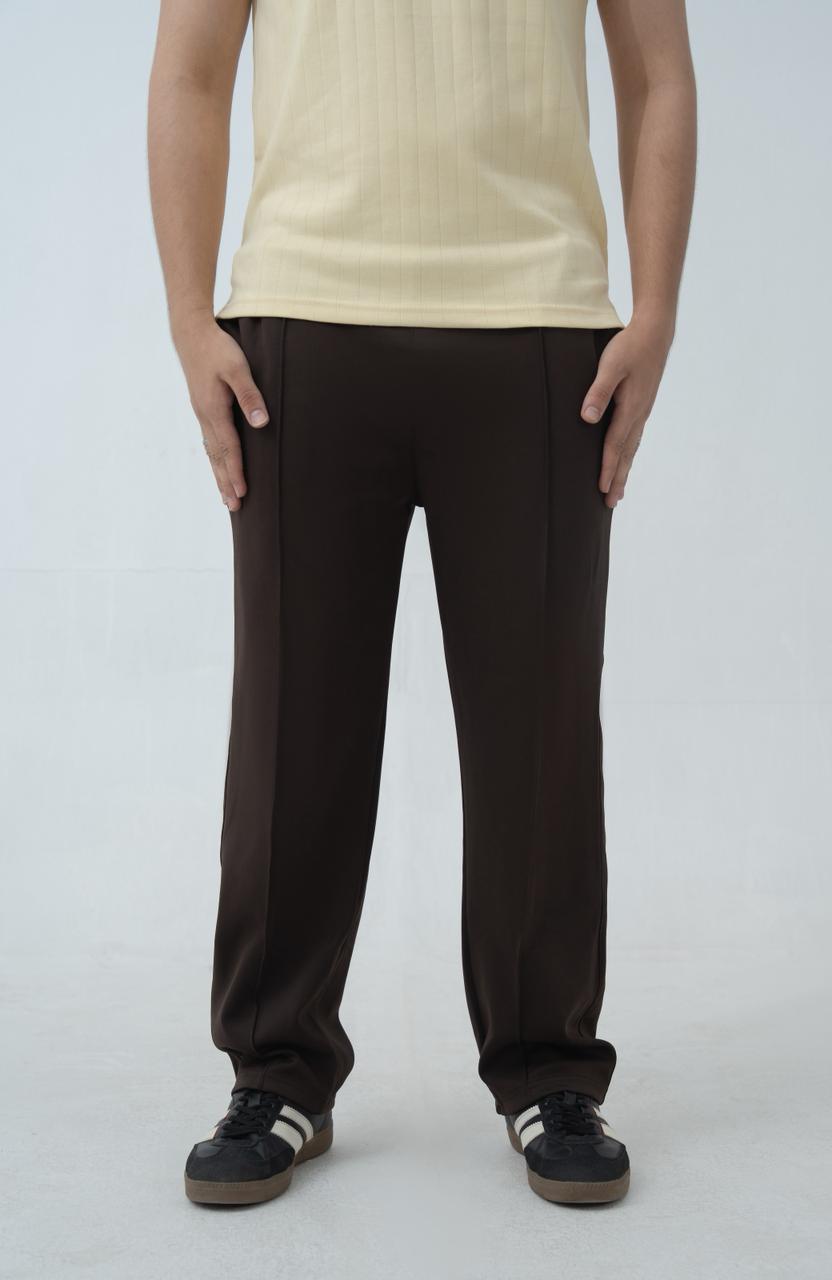 Echo Pleated Scuba Trousers Chocolate Brown
