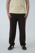 Echo Pleated Scuba Trousers Chocolate Brown (Unisex)