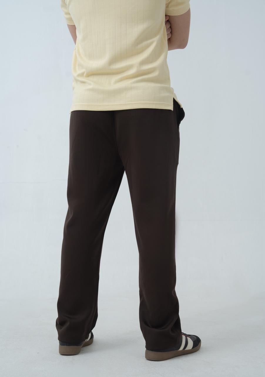 Echo Pleated Scuba Trousers Chocolate Brown