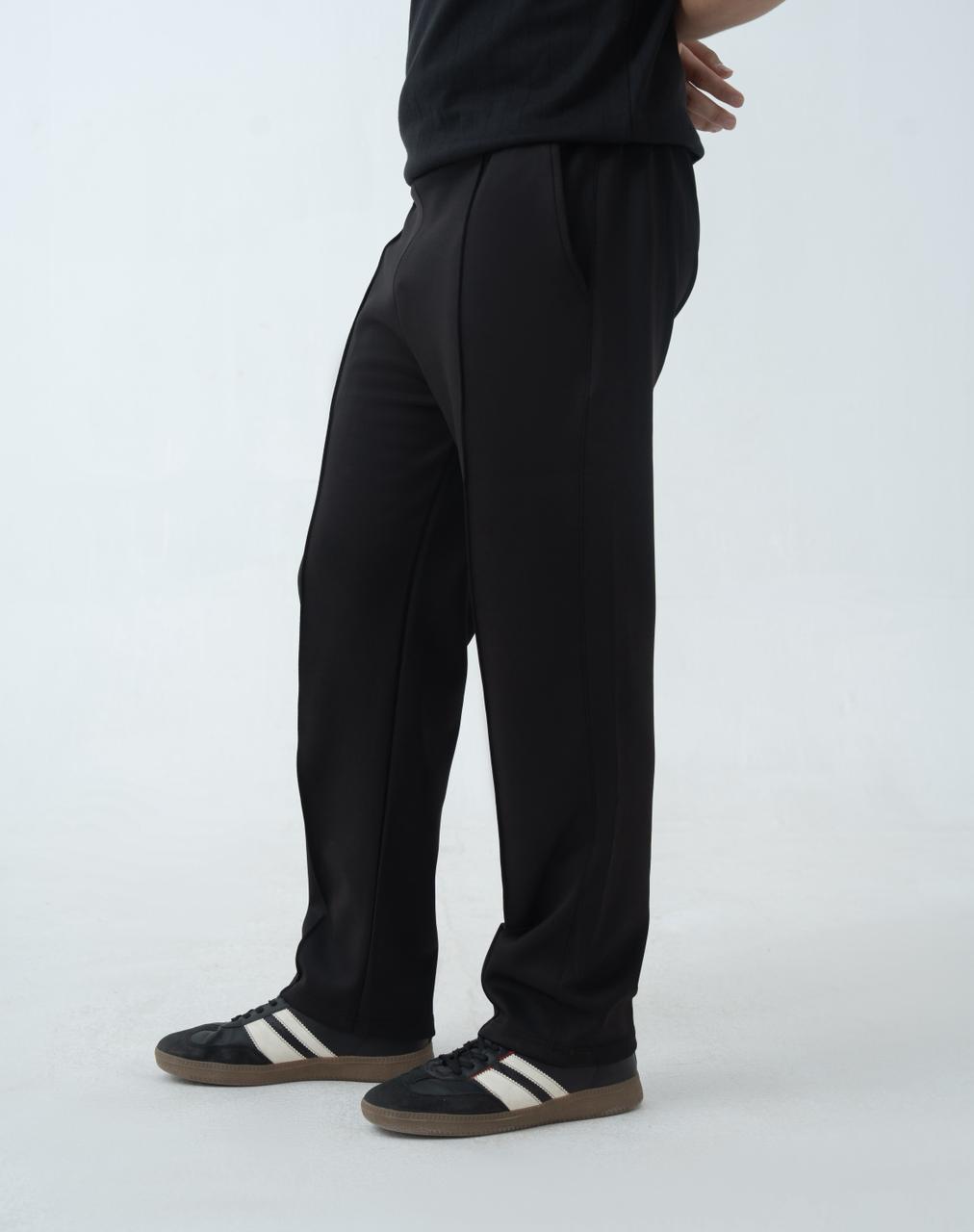 Echo Pleated Scuba Trousers Carbon Black