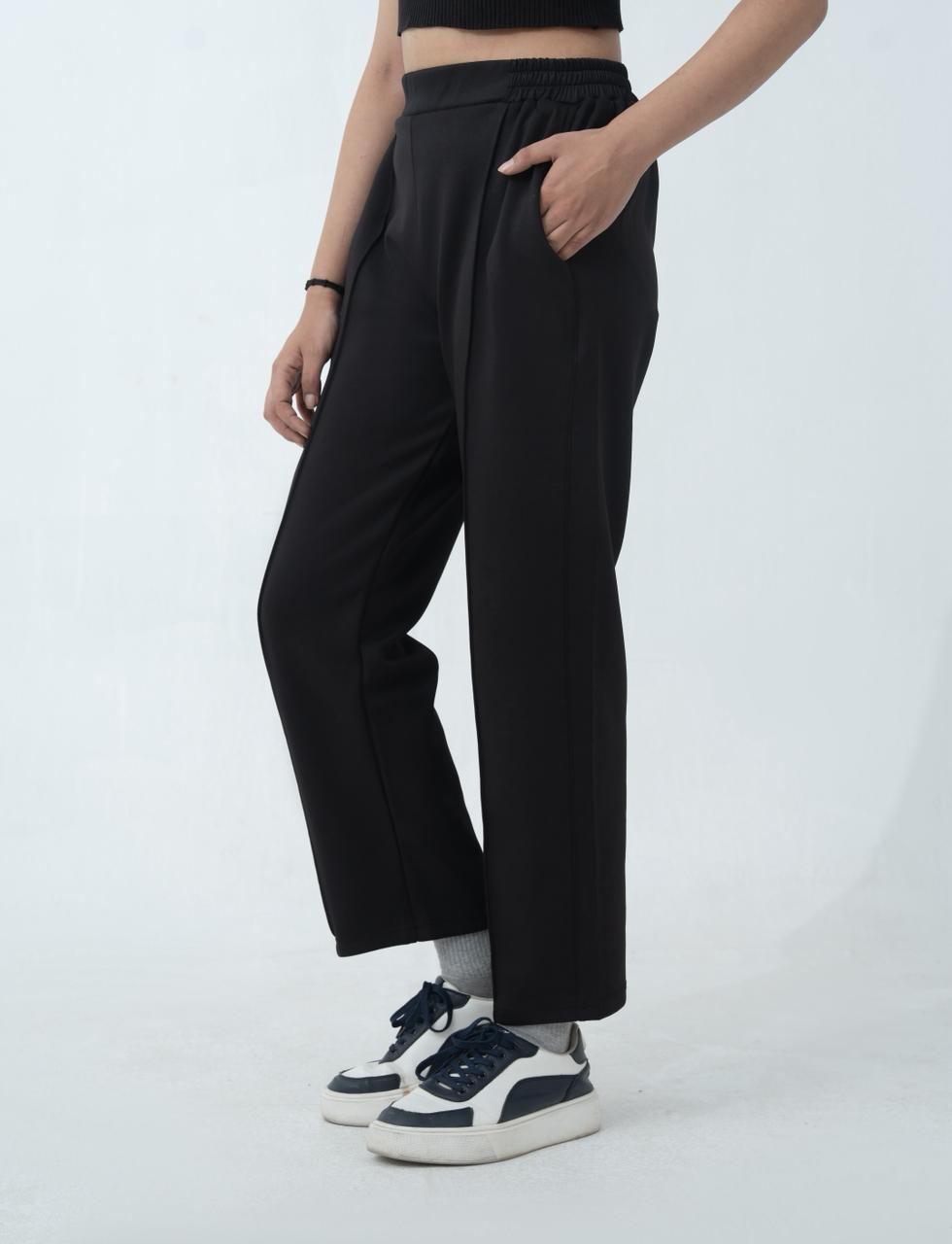 Echo Pleated Scuba Trousers Carbon Black