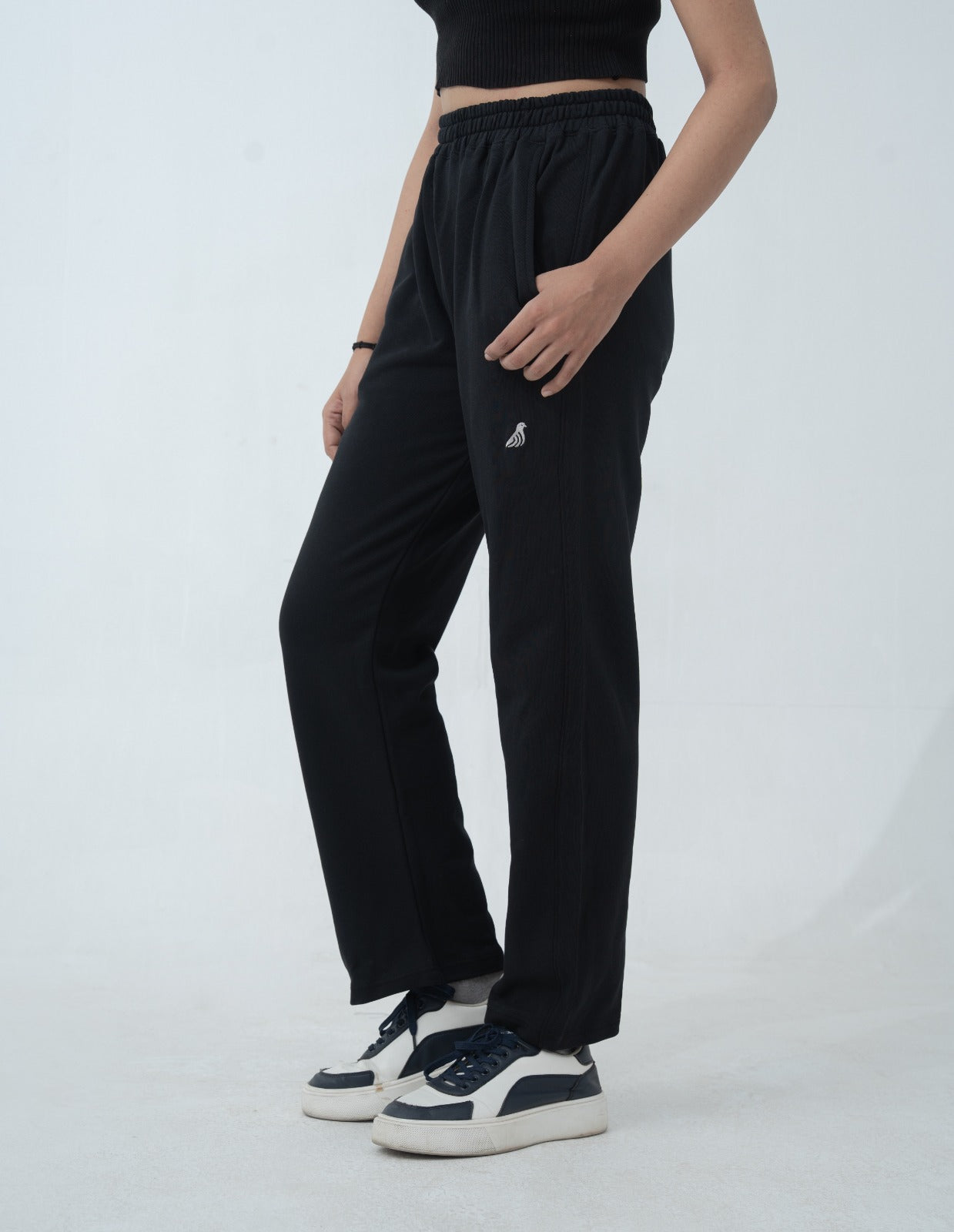 Onyx Black Cotton Terry Trouser